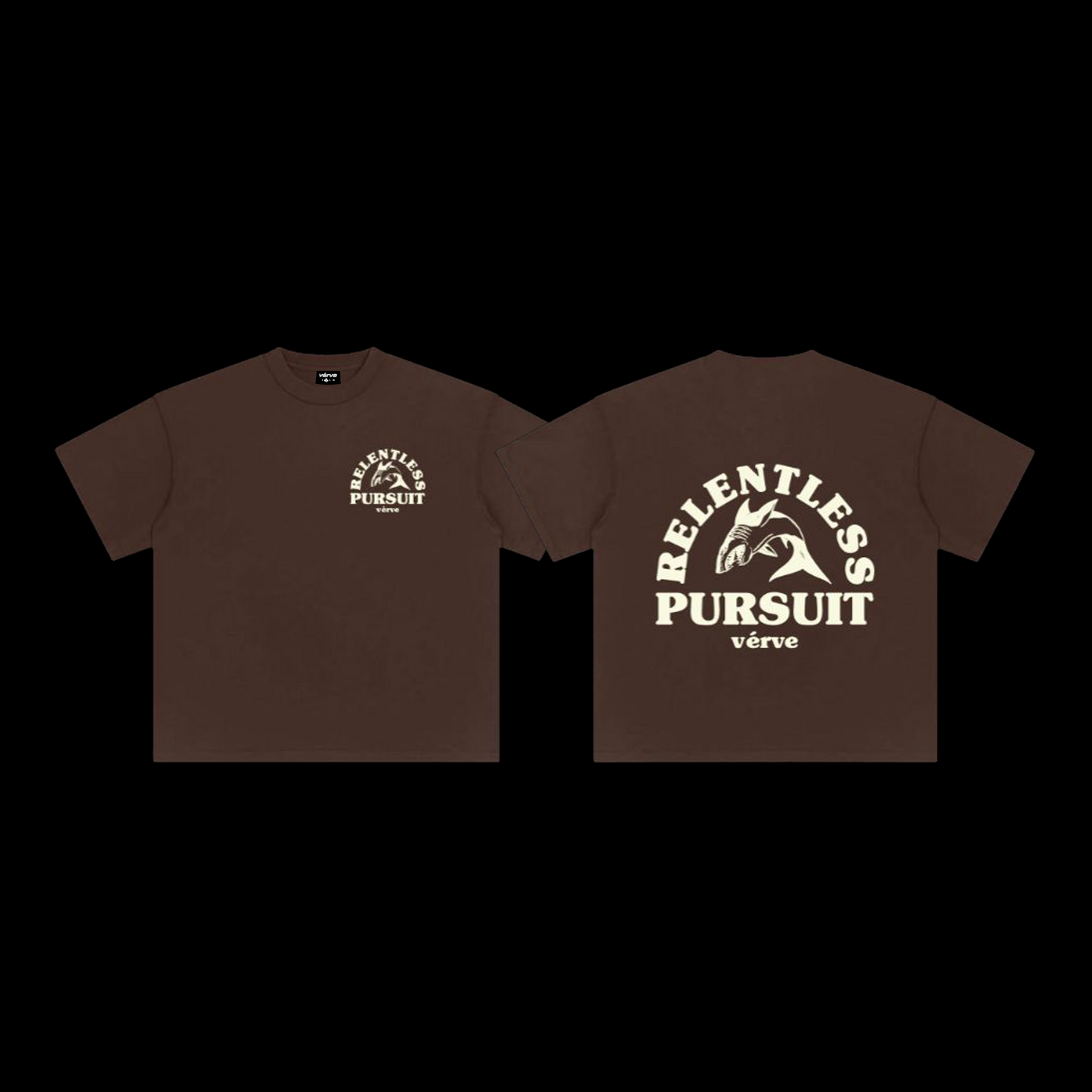 RELENTLESS PURSUIT (SHARK) BROWN TEE